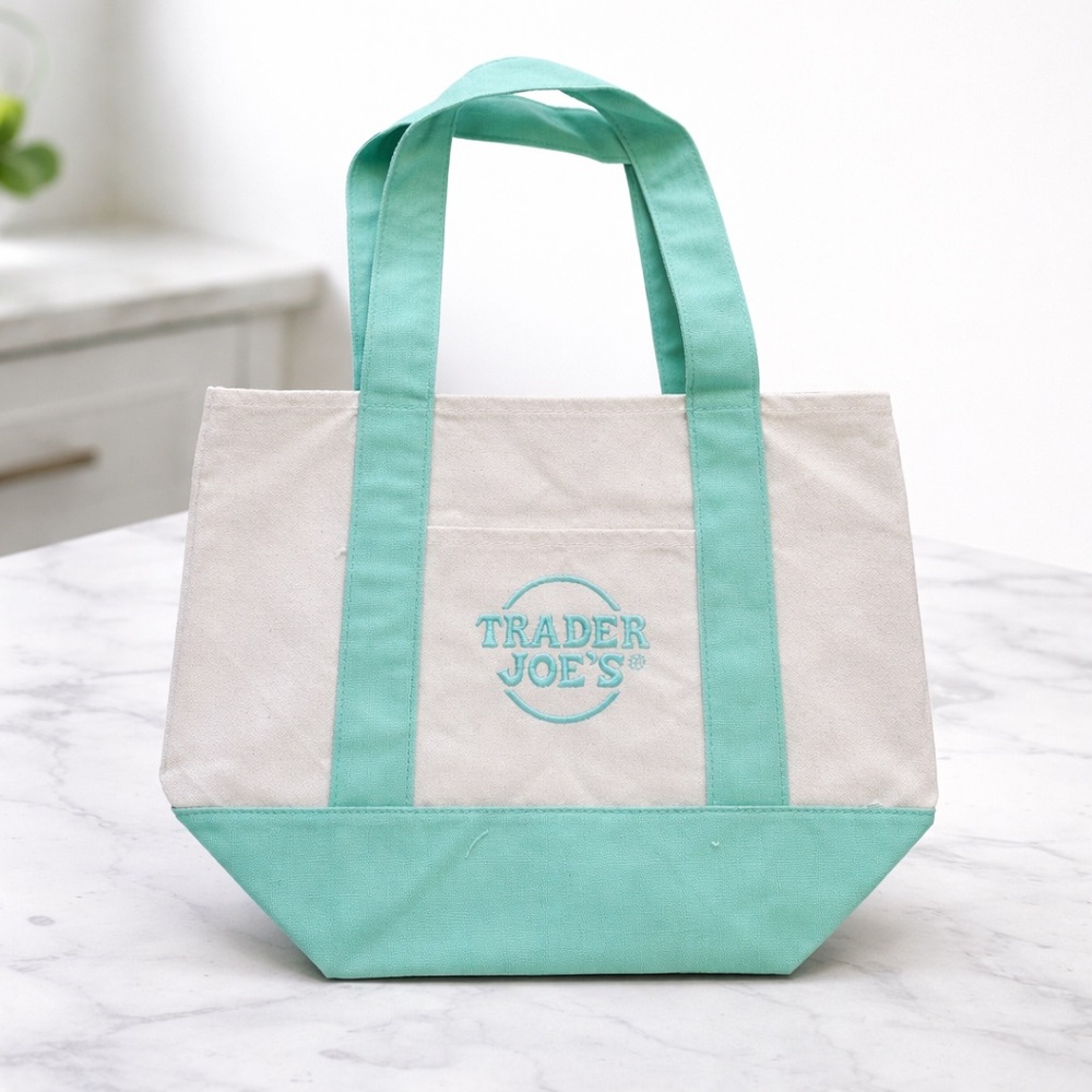 Trader Joe’s Mini Canvas Tote Bag Mint Green Pastel Viral SOLD OUT